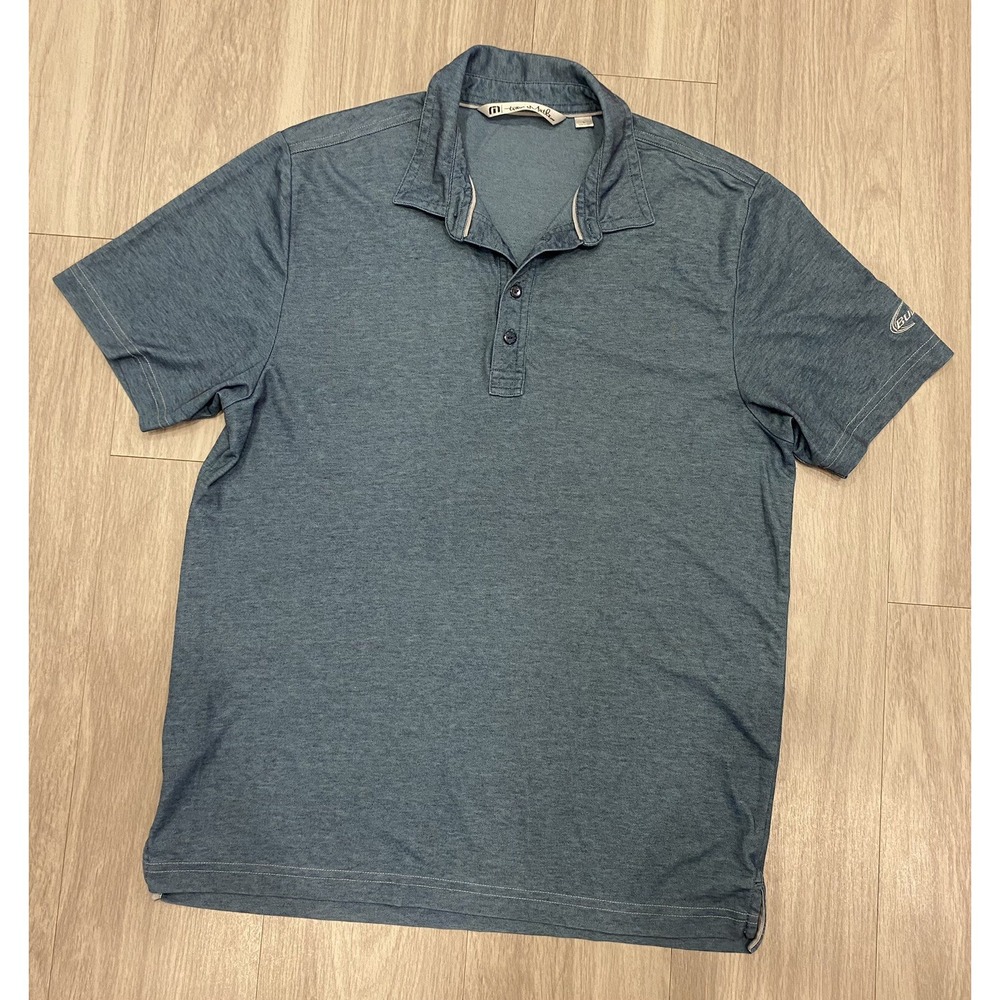 TRAVIS MATHEW BUD LIGHT Sleeve Hit BEER GOLF POLO SHIRT MEN L  BLUE EUC